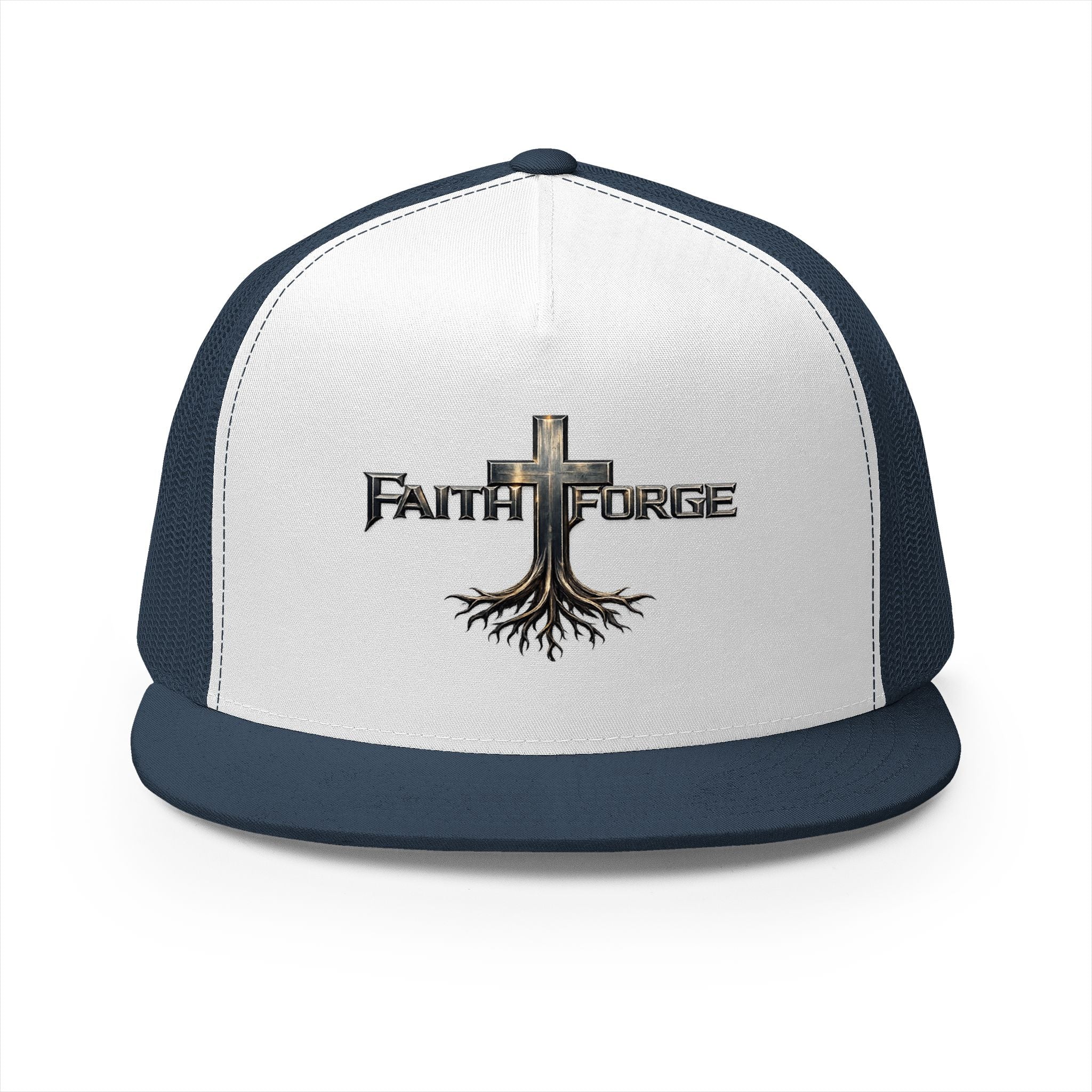 Faith Forge Trucker Cap — Cross Roots Logo Mesh Hat