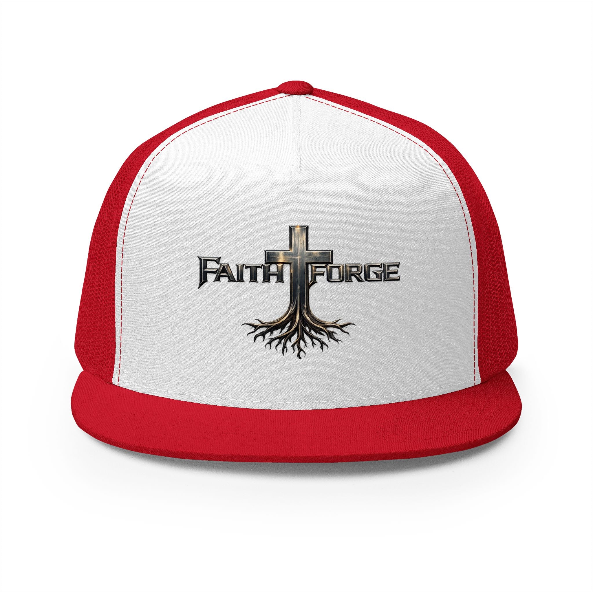 Faith Forge Trucker Cap — Cross Roots Logo Mesh Hat