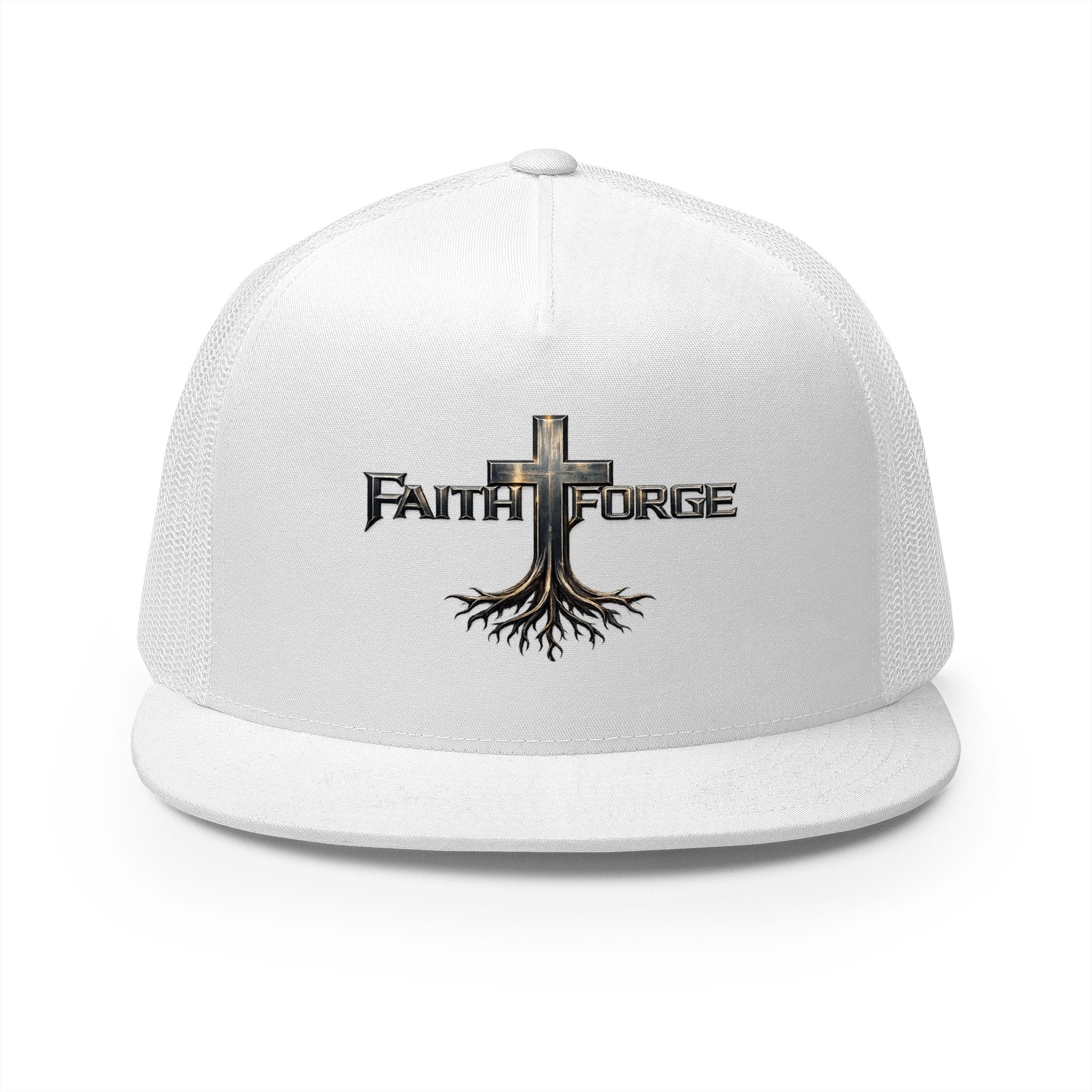 Faith Forge Trucker Cap — Cross Roots Logo Mesh Hat