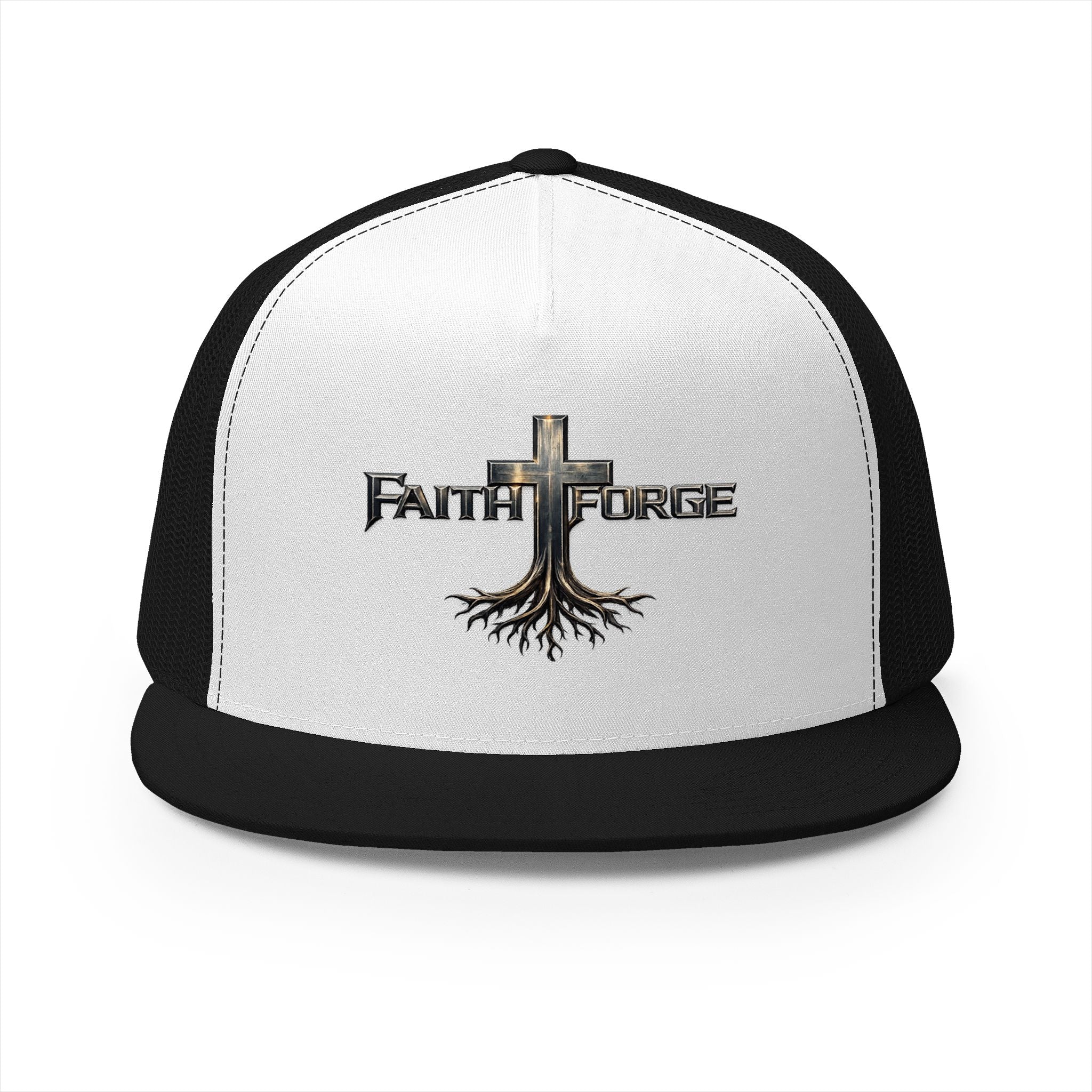 Faith Forge Trucker Cap — Cross Roots Logo Mesh Hat