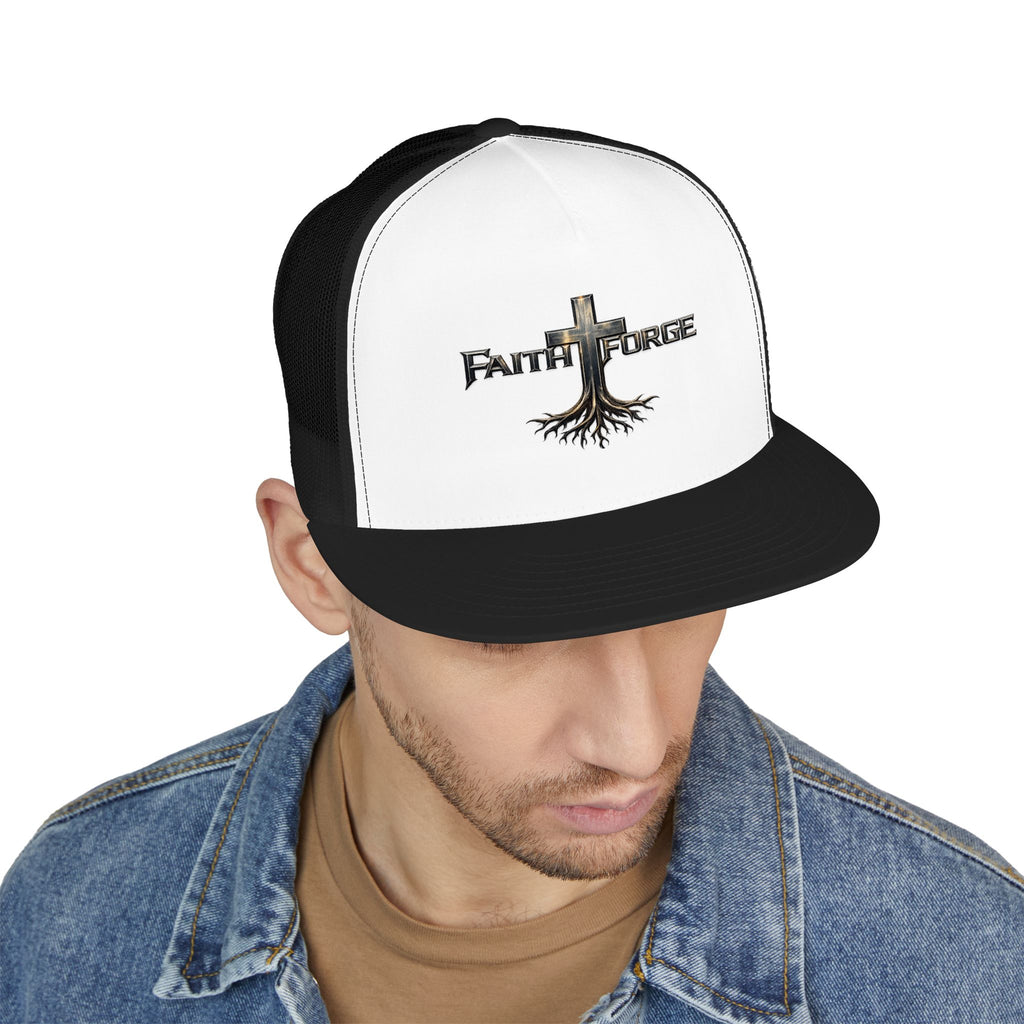 Faith Forge Trucker Cap — Cross Roots Logo Mesh Hat
