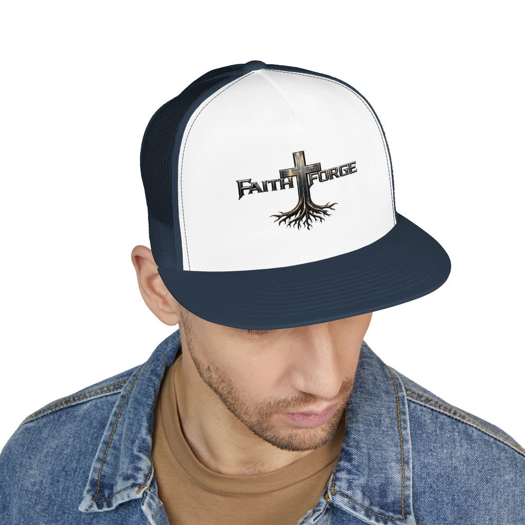 Faith Forge Trucker Cap — Cross Roots Logo Mesh Hat