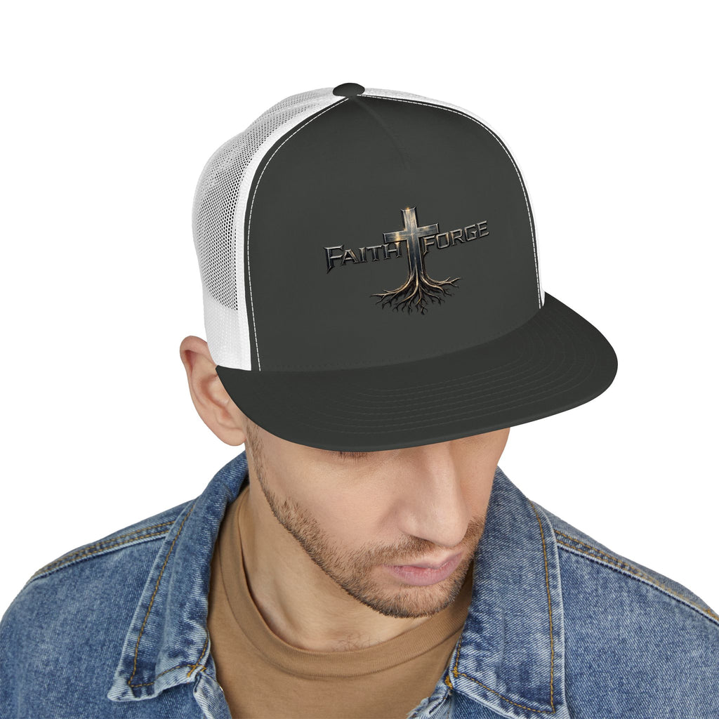 Faith Forge Trucker Cap — Cross Roots Logo Mesh Hat